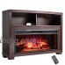 Golden Vantage 44" Freestanding Insert Brown Wooden Finish Electric Fireplace Stove Heater w/ Storage Space & Remote Control - B0761Z7JYR